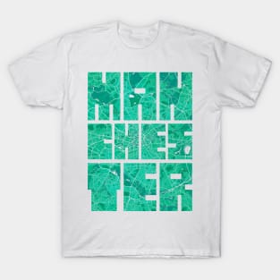 Manchester, England City Map Typography - Watercolor T-Shirt